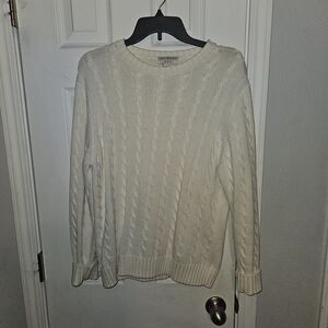 Covington Off-White Cable Knit Crewneck Sweater